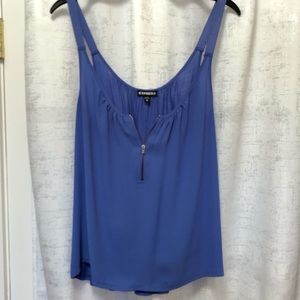 Express half zip blue sleeveless blouse Sz Medium